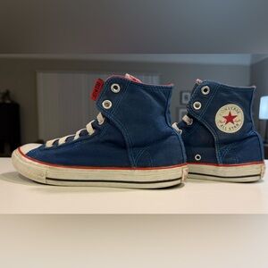 Converse All Star Chuck Taylor High Tops Blue w/Red Accents Size 5 Bart Simpson